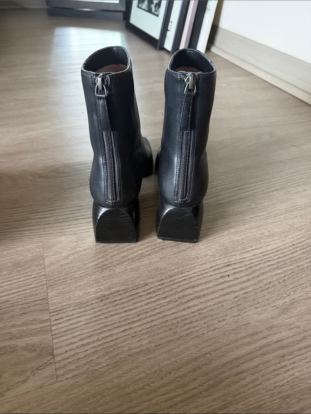 Paolo Black Square-Toe Ankle Boots - Picture 3 of 4